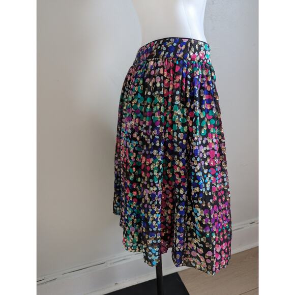 Kate Spade Size 4 Make Magic Metallic Pleated A-Line Skirt Multi Dot Silk Blend - Picture 7 of 14